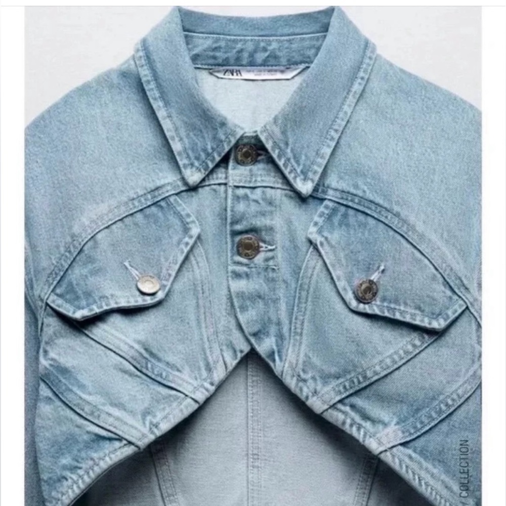 Zara NWT Cropped Denim Jacket - Picture 9 of 12